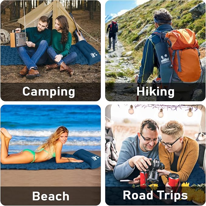 800g Ultralight Inflatable Sleeping Pad for Camping, with Foot Pump and Pillow, Compact Camping Mattress for Outdoors, Backpacking, Hiking
