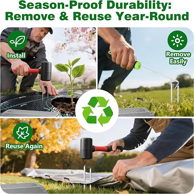 AMAGABELI GARDEN & HOME 6 Inch 200 Pack Galvanized Landscape Staples 11 Gauge Anti-Rust Heavy Duty Garden Staples Plant Cover Stakes U-Shaped Sod Pins Ground Fence Stakes for Weed Barrier Fabric
