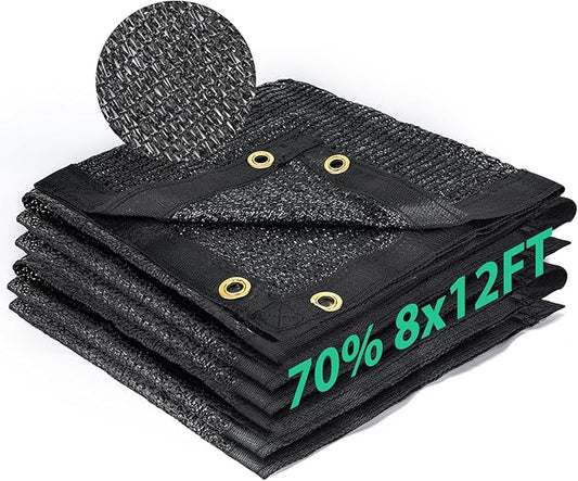 Kesfitt Garden 70% Shade Cloth, Resistant Sun Shade Net 8x12FT Mesh Tarp with HDPE Material and Reinforced Grommets Shade Trap for Greenhouse, Plant, Pergola, and Backyard Patio Sunshade