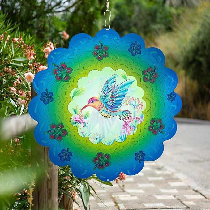 Hummingbird Metal Wind Spinners - Hummingbird Gifts for Women Mom Grandma Wife, Hanging Animations Wind Spinner for Outdoor & Indoor Decorations, 12 inch for Ornament Gifts