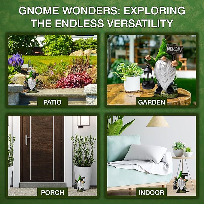 Garden Gnomes Outdoor with LED Solar Light - 11’’ Funny Gnome Decorations/ ornaments for Home/Yard/Patio Solar Lantern Garden Statues - Decor -Fall Deals/clearance - Housewarming/Birthday Gifts