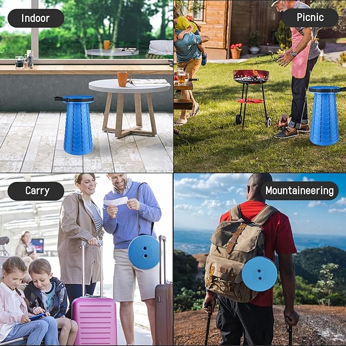 FoldingStool Colorful Stool Body Portable Collapsible Stool Seat Max Load Capacity 397lbs, Telescopic Folding Stools Retractable Stools for Adult Camping Hiking Travel Outdoor BBQ