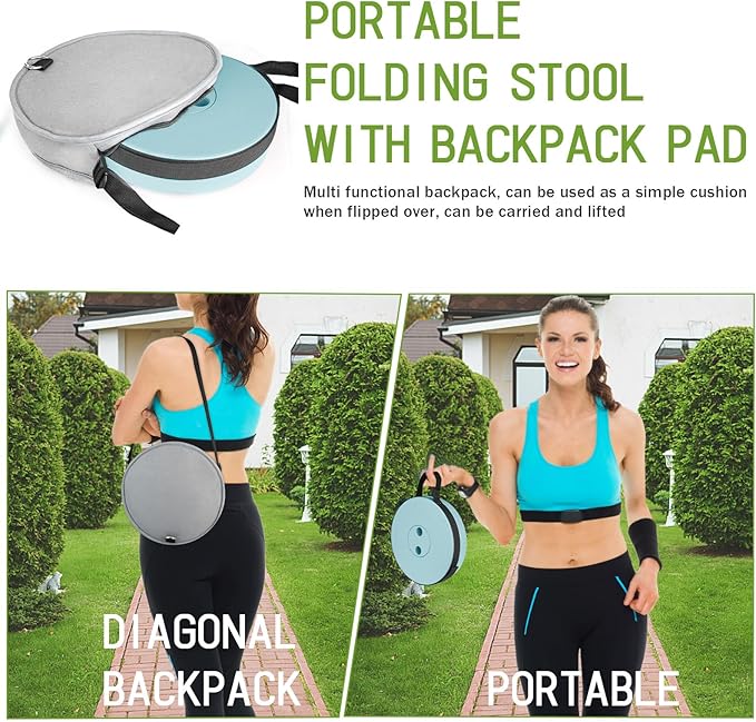 Deer's Life Portable Collapsible Stool with Cushion Pad, Retractable Folding Telescopic Camping Seat for Adults, Small Lightweight Sturdy Adjustable Stools for Travel,Kitchen,Garden,Fishing