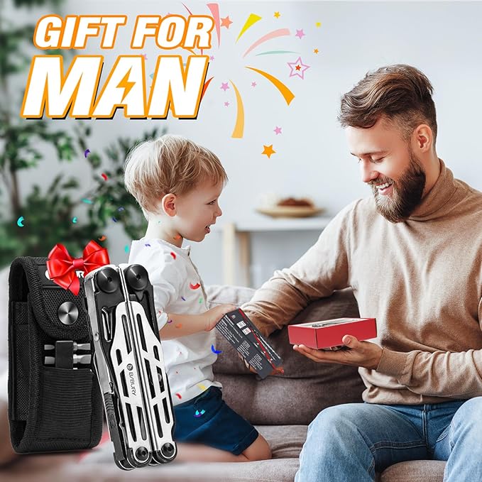 BIBURY Multitool Pliers Pro BI2045, Stainless Steel 31-in-1 Multi Tool Pliers with Replaceable Wire Cutters and Saw,Foldable Multitools with Scissors and Screwdriver, Ideal for Camping,Survival,Repair