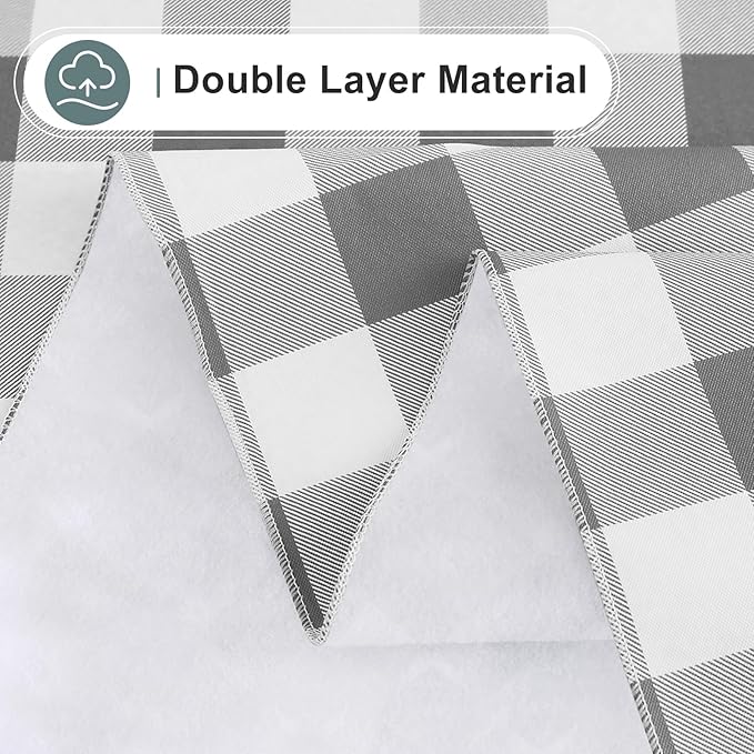 misaya Square Waterproof Vinyl Table Cloth, Buffalo Flannel Backed Tablecloth, Wipeable Plastic Table Cover for Dinner, Kitchen, Outdoor (54" x 54", Grey and White)