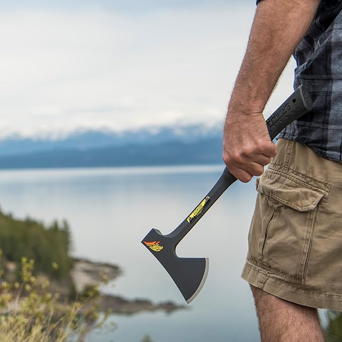 ESTWING Special Edition Camper's Axe - 16" Hatchet with Forged Steel Construction & Shock Reduction Grip - E44ASE