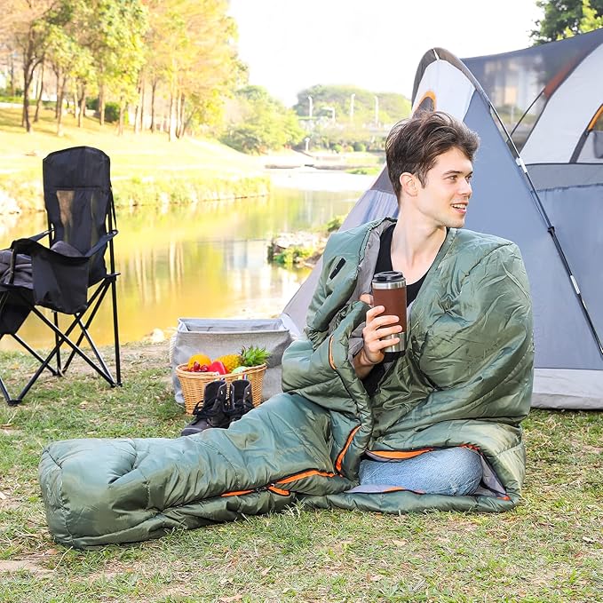 Amazon Basics 20°F Cold Weather Mummy Sleeping Bag, 82 Inches x 33 Inches, Olive Green