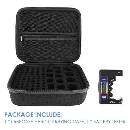 Linkidea Hard Battery Storage Container, Organizer Box with Tester BT-168, Safe Carrying Battery Case Holder - Holds 76 Various Sizes AA AAA 9V C D Batteries with Battery Tester
