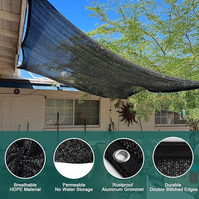 LOVE STORY 8x12FT 90% Black Garden Shade Cloth, Sun Shade Cover Net Mesh Tarp with Grommets, Sunblock Net for Garden,Greenhouse,Plants and Patio