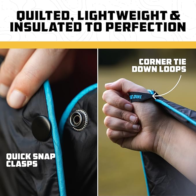 Wise Owl Outfitters Outdoor Camping Blanket – Lightweight Packable Puffy Quilt for Backpacking, Hiking & Travel – Warm Water Resistant Blanket for Cold Weather Camping