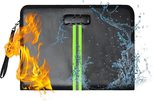 Fireproof Document Bag, 5200℉Fireproof Document box with Lock, Handle and Zipper, Document Organizer for Cash, Legal Documents – Secure Storage for Home, Office & Travel (Black, M)