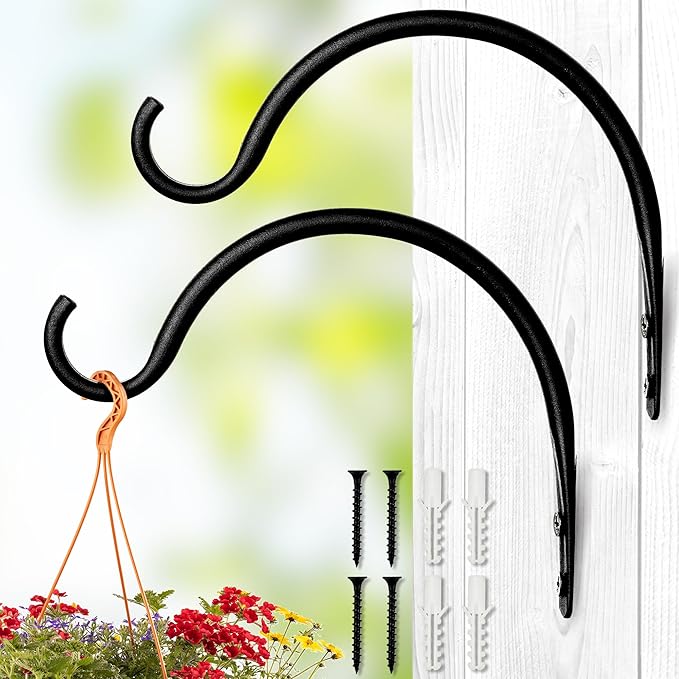 AJART Hanging Plant Hanger Outdoor: 8-Inch Bird Feeder Wall Hooks - Rust-Resistant Plant Bracket Hook for Hanging Flower Baskets
