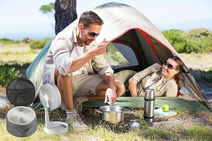 Portable Folding Telescopic Fan Storage Bag, Waterproof Foldaway Standing & Table Fan Hand Bag Case Suitable for P9,P9S,P10,P11,Q7,N97,N98 (Gray)