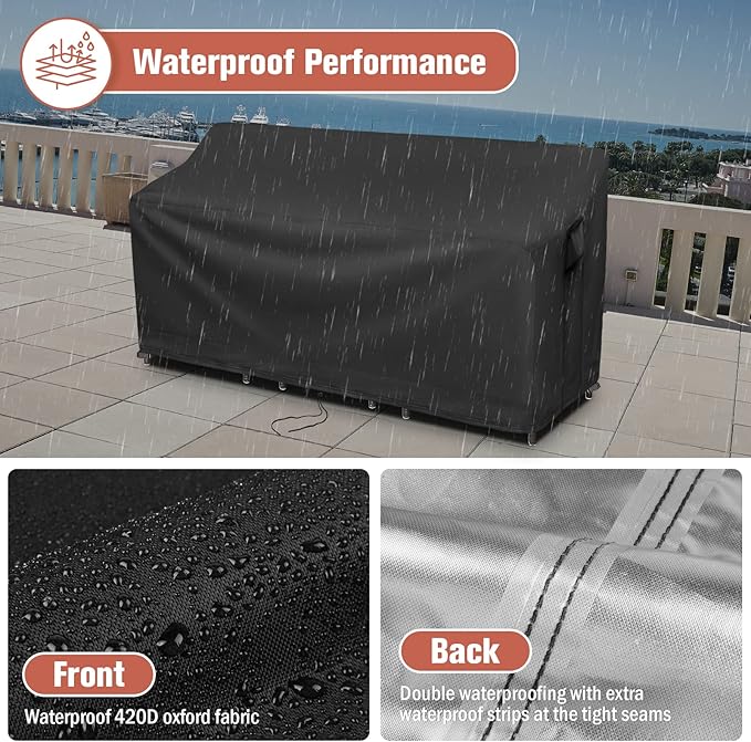 Kingling Patio Furniture Covers for 3 Piece Patio Chairs Set, Outdoor Furniture Cover Waterproof Wicker Chairs Cover - 75"L X32"W X31"H