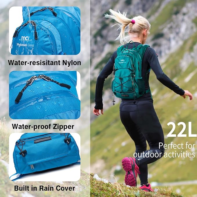 Insulated Hydration Backpack Pack with 2L Water Bladder Lightweight 22L Hiking Backpack Bag for Women Men Daypack for Hiking Running Festival Camping Biking