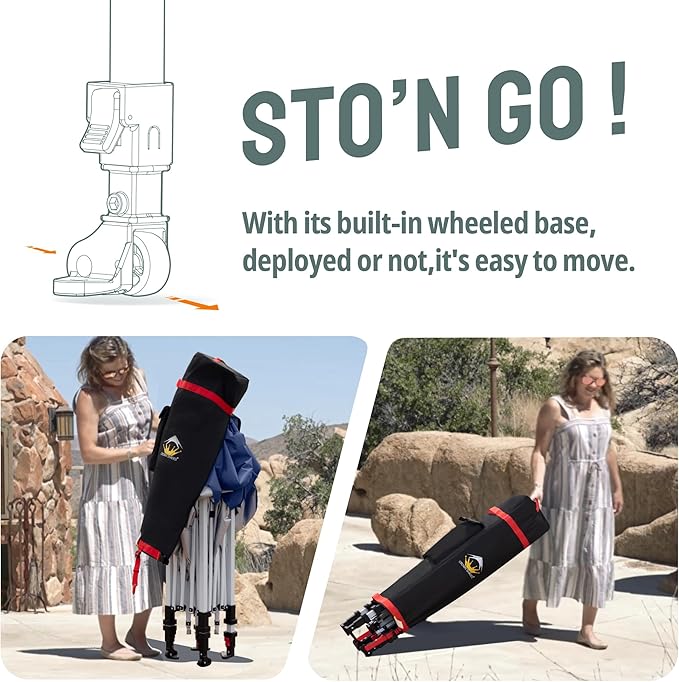 CROWN SHADES 10x10 Pop Up Canopy with 1 Side Wall - Beach Tent with One Push Setup - Outdoor Sun Shade for Events, Parties, Camping - Gazebo with STO-N-Go Cover Bag (Blue)