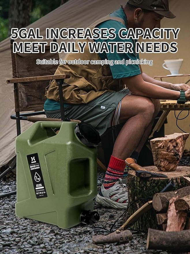 HAIGE Gallon Water Container with Spigot (3.2 Gallon Water Jug Green)