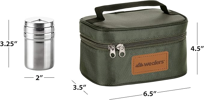 Wealers 6 Piece Stainless Steel Spice Shaker Jars Salt and Pepper Holder BBQ Spice Herbs 3 Size Cover with Bag for East Travel, Great for Home or Outdoor Use,