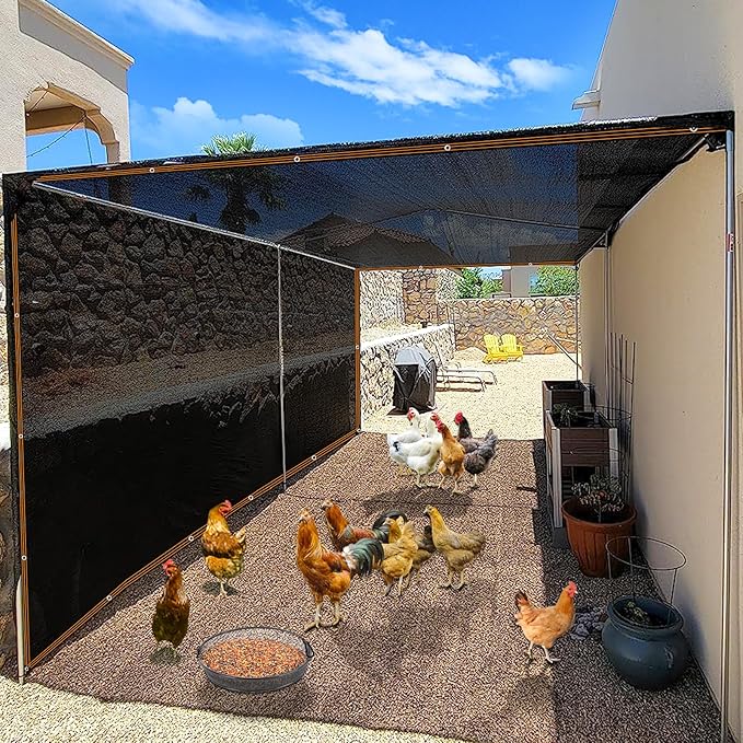 90% Black Shade Cloth, Resistant Mesh Tarp with Grommets, Garden Sun Protection Netting Cover with Taped Edge for Plant Greenhouse Patio Tomatoes Chicken Coop Barn Kennel, 6x12FT