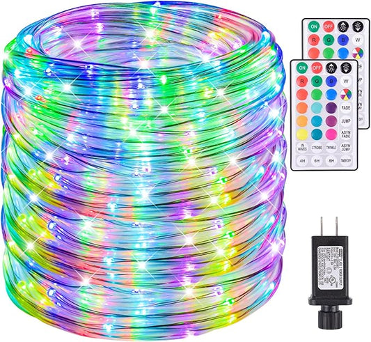 200Ft Rope Lights Outdoor, 18 Colors Changing 610 LED String Lights Plug in with Remote, IP68 Waterproof Twinkle Fairy Light Rope Lighting Indoor for Bedroom Patio Christmas Halloween Decor