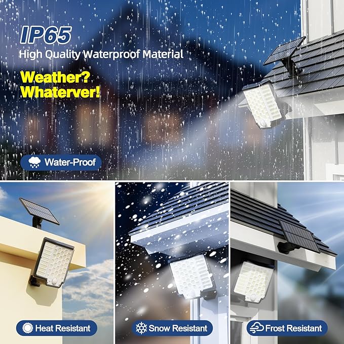 Solar Lights for Outside, 6-Pack 186 LED Outdoor Lights with Remote Control, Dusk to Dawn 2500LM Flood Lights, IP65 Waterproof Solar Wall Light with Motion Sensor for Yard,Patio,Garden,Garage
