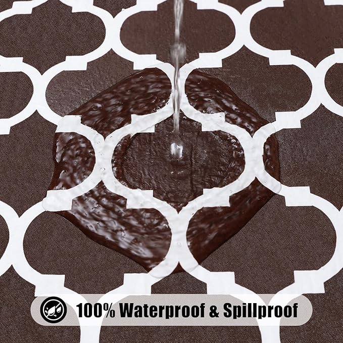 Smiry Rectangle Picnic Table Cover, Waterproof Elastic Fitted Camping Tablecloths for 6 Foot Tables, Wipeable Flannel Backed Vinyl Tablecloth Protector for Indoor, Outdoor (Coffee, 30x72 Inches)