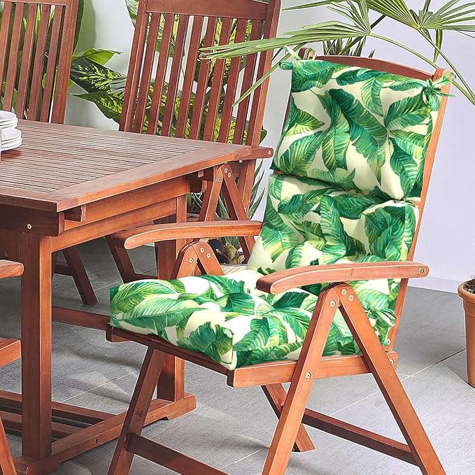 LVTXIII Outdoor Adirondack Chair Cushions, L44” x W22” x H4 Patio Tufted High Back Cushions, Seasonal Replacement Rocking Chair Cushion for Home Garden Furnitue, Set of 2, Swaying Palms Capri