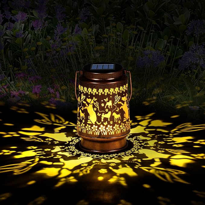 Solar Lanterns Outdoor Waterproof, Dog Garden Decor for Yard Porch Lawn Patio Pathway, Hanging Solar Lights Birthday Gifts for Women Mom Grandma Sister Friend