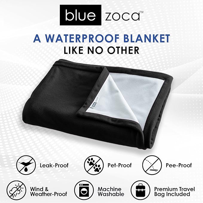 Waterproof Blanket | Machine Washable Dog Bed Cover | Water Proof Blanket to Protect Your Bed Couch Car from Leaks Spills & Accidents | for Adults Dogs & Pets | Oversized Queen Fit - 65x80in (Black)