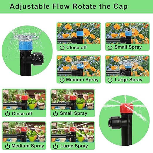 247FT Drip Irrigation Kit – 2025 New Quick-Connect Micro Irrigation System with 1/4'' 1/2'' Tubing, Locking Nozzle Emitters, Adjustable Misting Sprayers for Gardens, Lawns,Raised Beds and Greenhouses