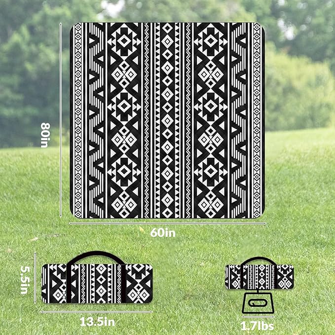 80"x60" Waterproof Picnic Blanket Large Outdoor Camping Blanket Foldable Picnic Camping Blanket Thicker Machine Washable Picnic Mat Portable Wearable for Picnics, Camping