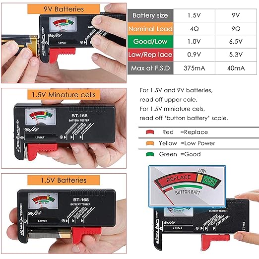 Linkidea Battery Organizer Storage Case, Battery Box with Tester Holds 93 Batteries Various Sizes for AAA, AA, 9V, C, D, and Button Battery