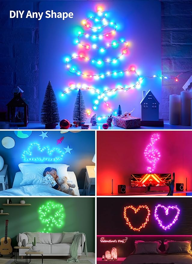 Moonflor Fairy Lights Color Changing - 22 Colors 20FT 200 LED Firecracker Fairy Lights with Remote, Cluster String Lights with 12 Lighting Modes, Halloween Fairy Lights for Bedroom Indoor Christmas