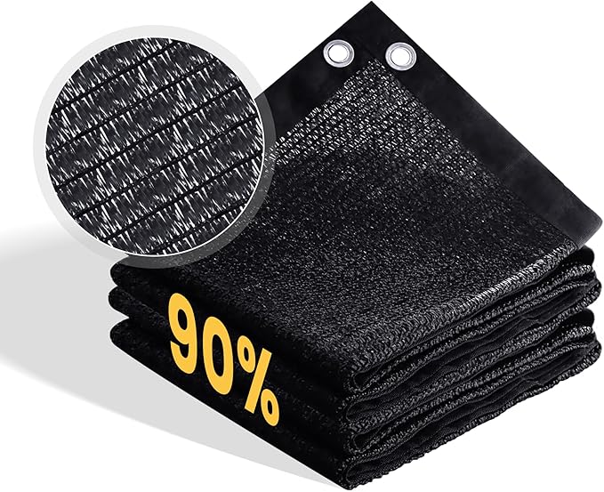 VICLLAX 90% Shade Cloth, 9x17FT Durable Black Mesh Trap with Every 3 FT Grommet, Sun Shade Fabric Netting for for Plants Cover, Greenhouse, Chicken Coop, Barn Kennel, Garden Patio