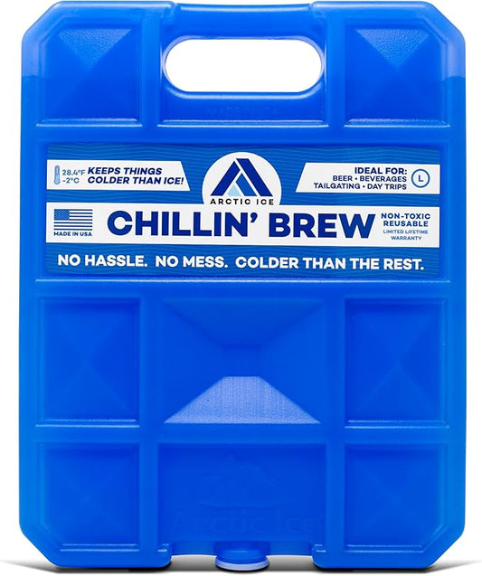Arctic Ice Chillin' Brew Series Long Lasting Reusable Ice Pack - Freezes at 28° Fahrenheit - Designed to Keep Beverages Colder Than Ice