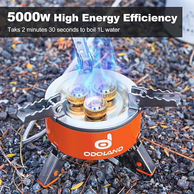 Odoland 5000W Portable Camping Stove Lightweight Camp Stove Collapsible Backpacking Stove with EVA Box for Outdoor Camping Cooking Hiking and Picnic