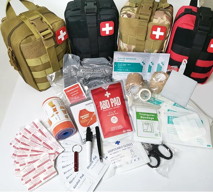 IFAK Kit Trauma Kit Military Medical First Aid Kits Bleeding Contral Emergency Survival Bug Out Bag for Camping Gear Supplies Hiking (Black)
