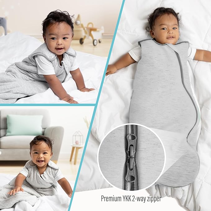 Rayon Made from Bamboo Sleep Sack 1.0 TOG 6-18 Months Unisex Baby Sleeping Bag with 2-Way Zipper Breathable Wearable Blanket Baby