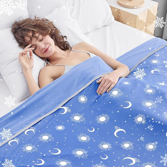 inhand Cooling Blanket (50"x60") - Cooled Blankets for Hot Sleepers Lightweight Breathable Summer Blanket for Sleeping Night Sweats to Keep Cool in The Heat -Midnight Blue