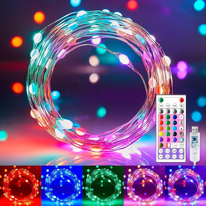 Fairy Lights Color Changing - 66 FT 200 LED String Lights with Remote, 16 Single Colors & 6 Holiday Colors Changing Fairy Lights, Christmas String Lights with Timer, Fairy Lights for Bedroom Indoor