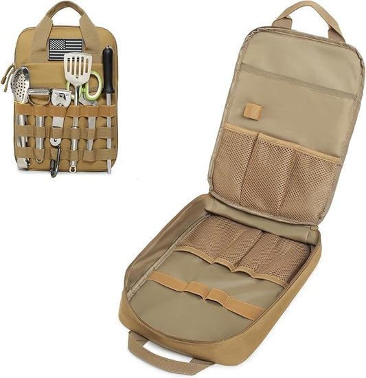Tactical Camp Kitchen Organizer Camping Cooking Utensils Bag for BBQ, Picnic, Travel & Hiking (Bag Only)