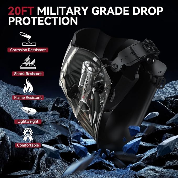 ARCCAPTAIN Auto Darkening Welding Helmet, 1/1/1/1 Top Optical Clarity Welder Helmet, 4 Arc Sensor 1/25000s Response Time True Color，Color06