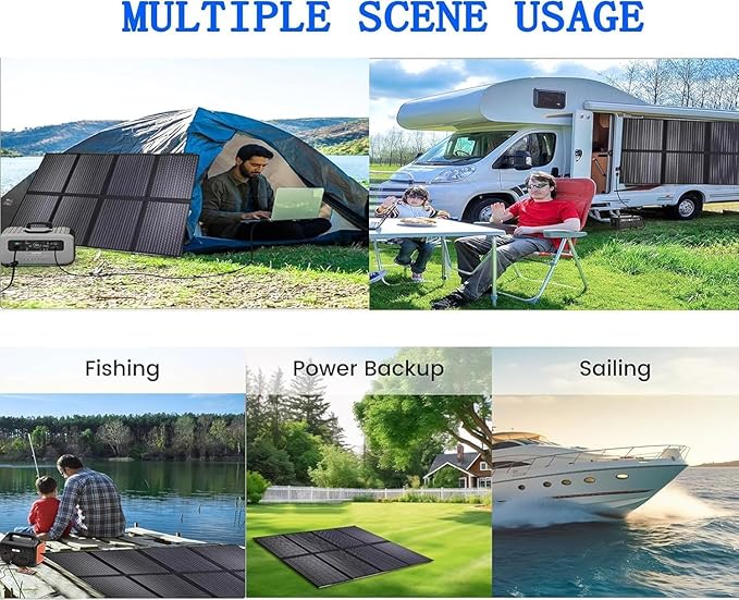 600 Watt Portable Solar Panel, Lightweight Foldable Solar Panel 25.8% High Efficiency Folding Panel Solar IP68 Waterproof for Power Station Camping Off-Grid