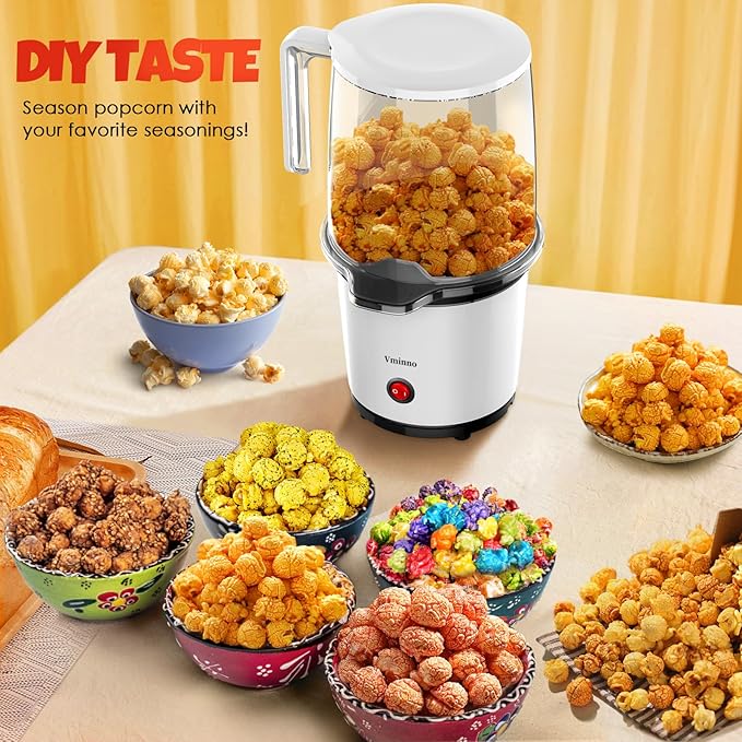 Hot Air Popcorn Popper with Serving Bowl for Family Gathering | Fast & Easy Air Popper Popcorn Maker with On/Off Switch for Family Movie Nights, Parties | Air Popcorn Machine | No Oil, Easy to Clean