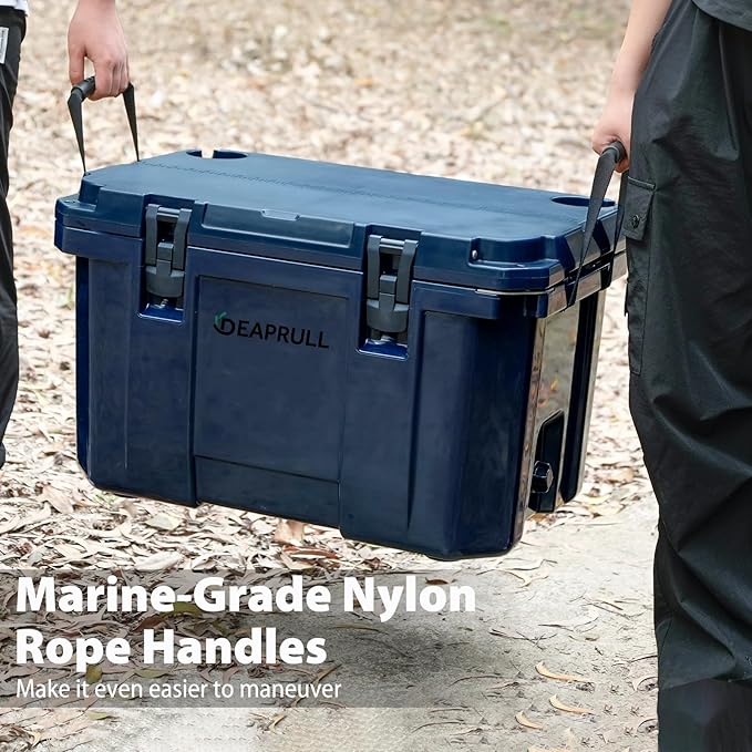 Hard Cooler, Insulated Ice Chest Box Holds Ice for More Days, Portable Cooler with Handle, Cup Holders, Double Latches for Camping Drink, Beach, Picnic, Fishing, Boat, Barbecue