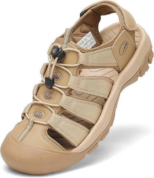 FLARUT Men's Athletic Sandals - Closed Toe Sport Hiking & Outdoor Walking Water Sandals with Anti-Slip Cushioning and Breathable Mesh