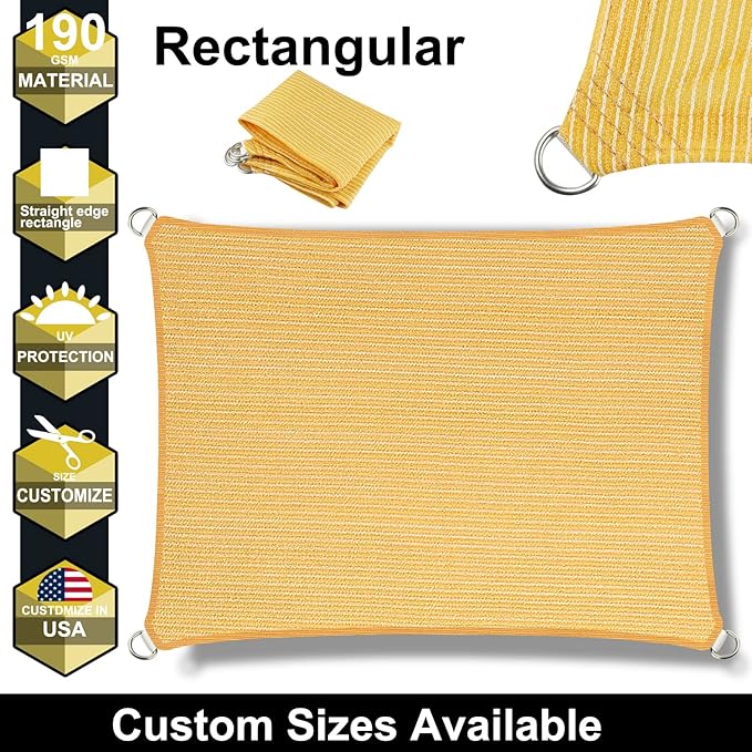 5' x 20' Yellow Outdoor Sun Shade Sail Canopy ??UV Resistant Permeable Awning Fabric for Patio, Garden, Backyard, Pergola, Carport, Lawn Shelter Cover