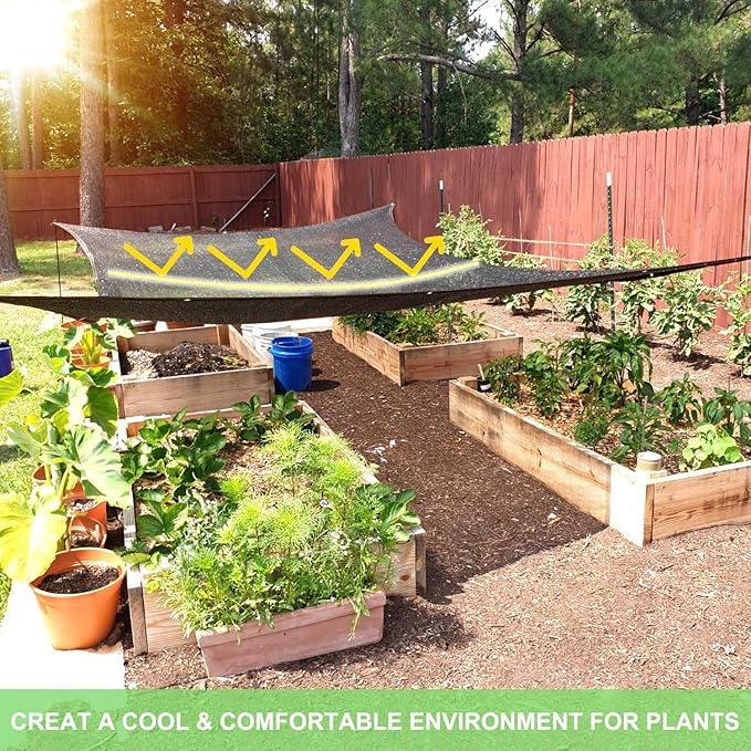 Shade Cloth for Garden, 40% 20 x 20 FT Black Mesh Tarp with Reinforced Grommets, Sun Shade Net Greenhouse Shade Cloth for Plants Cover, Vegetables, Patio, Chicken Coop Sunshade