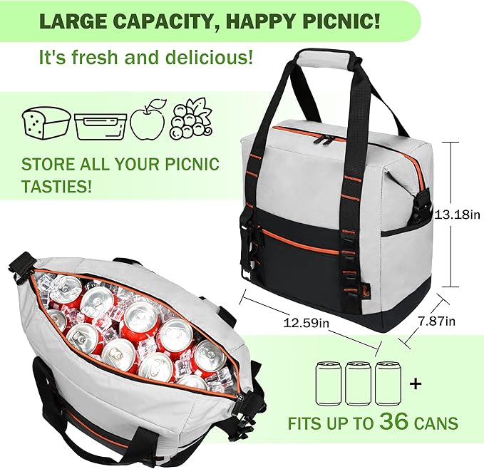 Tirrinia Cooler Backpack Waterproof Insulated for Men & Women,36 Cans Soft Leakproof Cooler Backpack, Portable Cooler for Camping, Beach, Fishing, Picnic, Travel, Outdoor