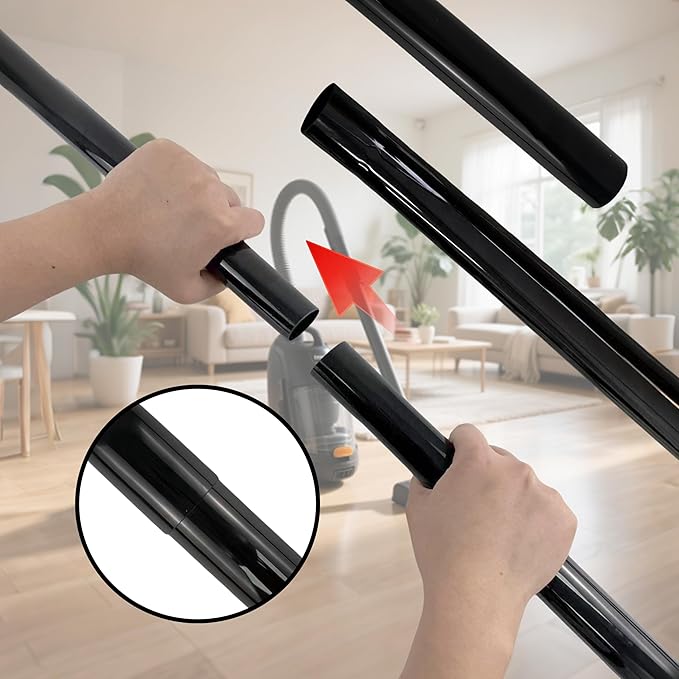 Vacuum Extension Tubes 4Pack, 1.25 Inch Diameter, 17.71 Inch Length - Black | Compatible with 1-1/4 Inch Hose Wet/Dry Vacuum Cleaners | Versatile Tool (Black, 4P 17.71 ")